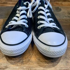 Black sequins converse low top